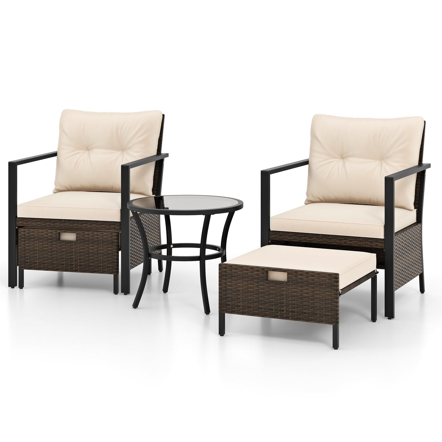 4 Piece Outdoor Furniture Set with Glass Topped Coffee Table