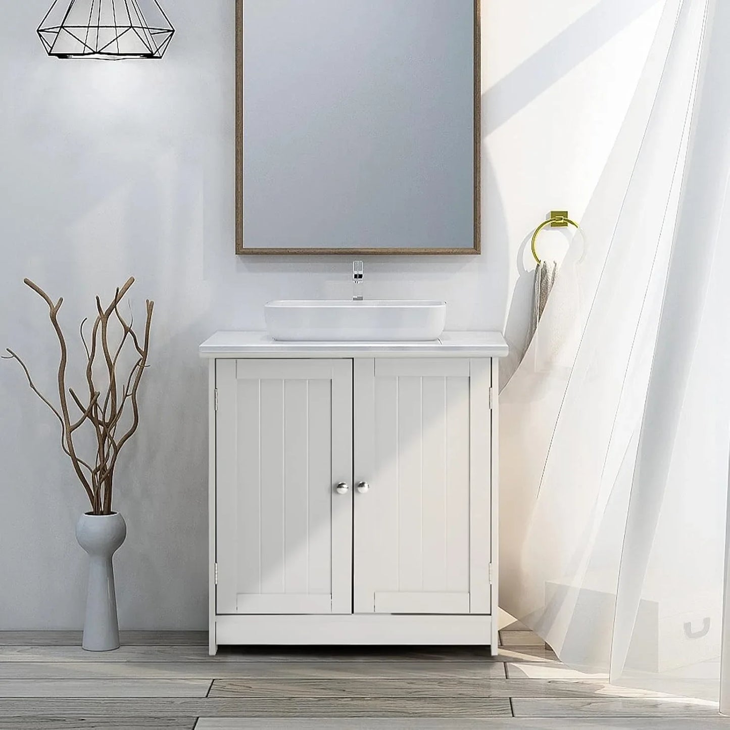 Pedestal Sink Cabinet Under-Sink Storage Vanity with Adjustable Shelf