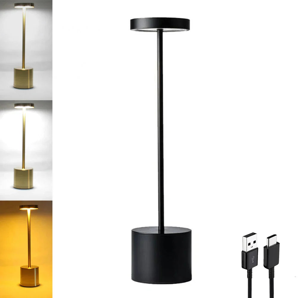 Aluminum Alloy LED Table Lamp | Rechargeable Touch Dimming Night Light