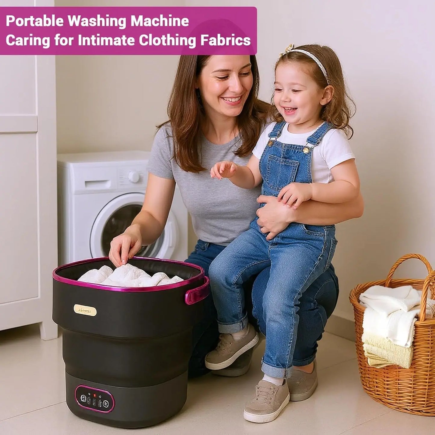 Collapsible Mini Washing Machine and Spin Dryer 13L Portable Washer 3 Cleaning Modes for Baby Clothes Underwear Socks Travel RV
