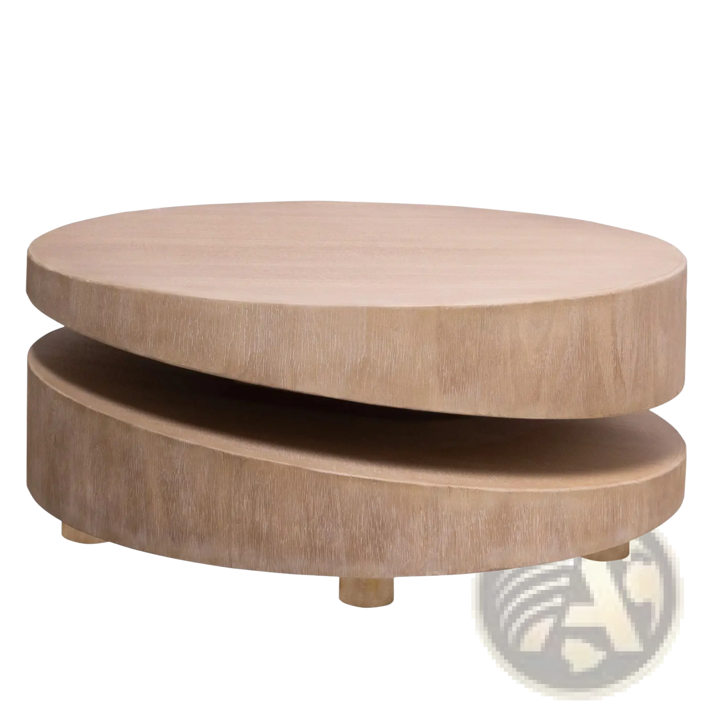 Round Wood Coffee Table 31 Inch Natural Two Tier Accent