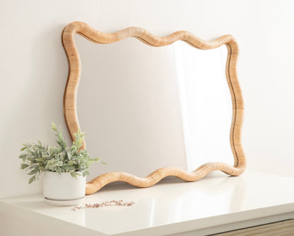 Rahfy Rattan Rectangle Scallop Mirror