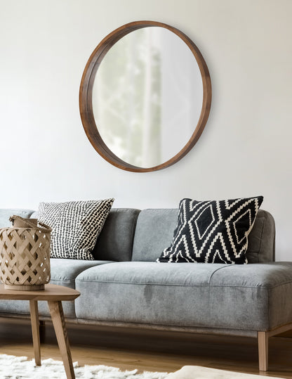Hutton Round Wood Wall Mirror