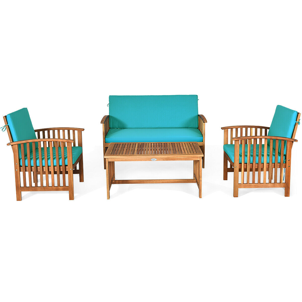 4 Pieces Patio Solid Wood Furniture Set