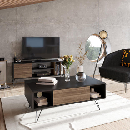 Mistico 47" Wide Coffee Table with A Cabinet and Shelves