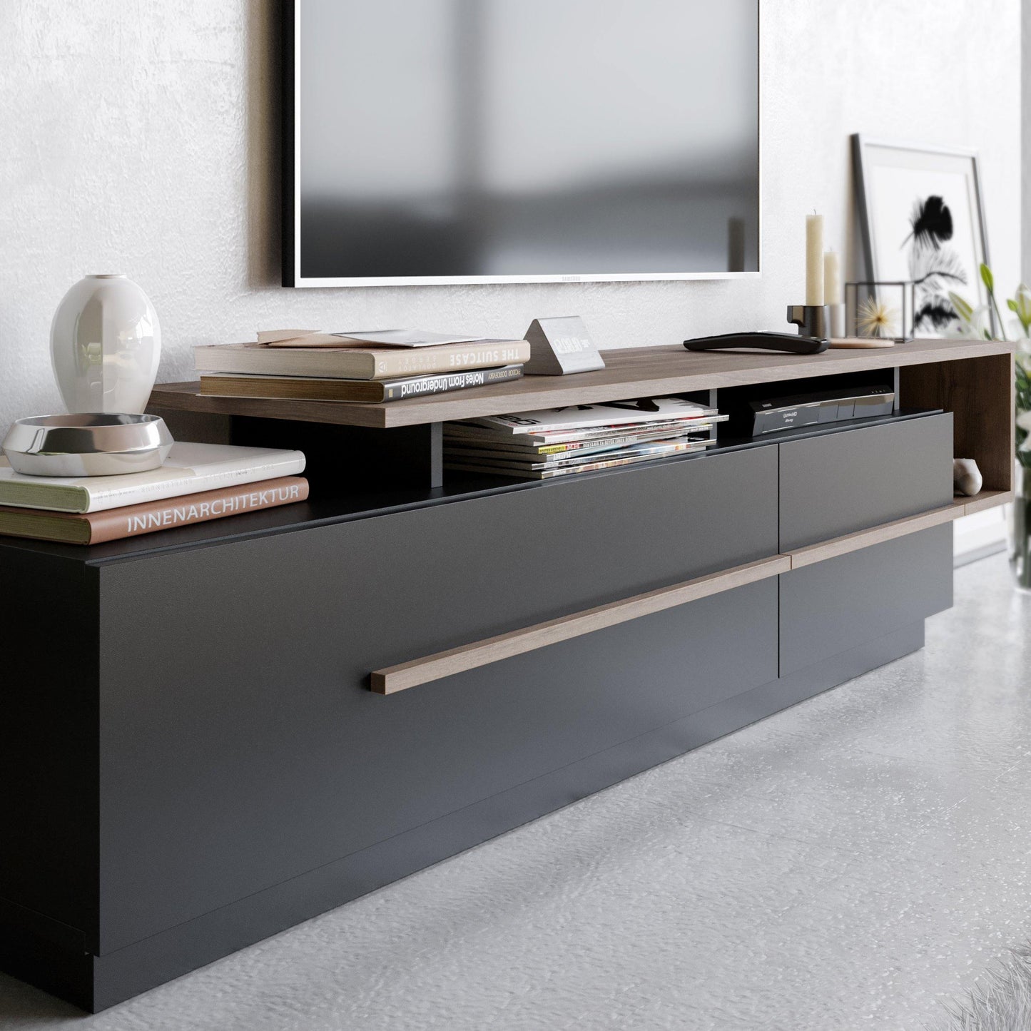 Pia 71" TV Stand and Media Console with Cabinets and Shelves for TVs up to 80"