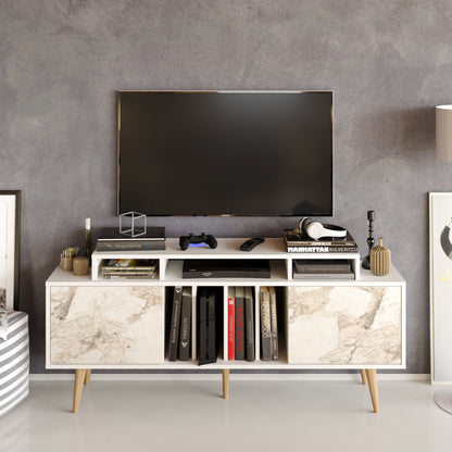 Char 63" TV Stand and Media Console with Cabinets and Shelves for TVs up to 72"