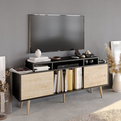 Char 63" TV Stand and Media Console with Cabinets and Shelves for TVs up to 72"