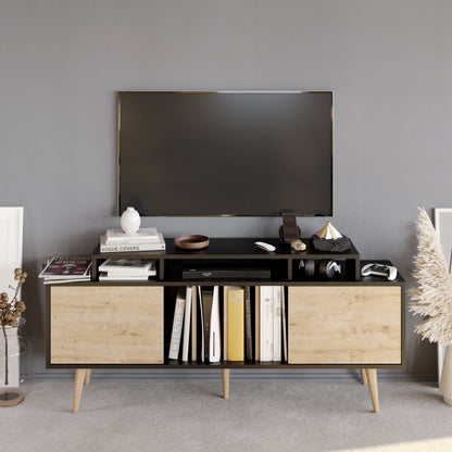 Char 63" TV Stand and Media Console with Cabinets and Shelves for TVs up to 72"