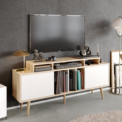 Char 63" TV Stand and Media Console with Cabinets and Shelves for TVs up to 72"