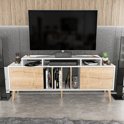 Char 63" TV Stand and Media Console with Cabinets and Shelves for TVs up to 72"