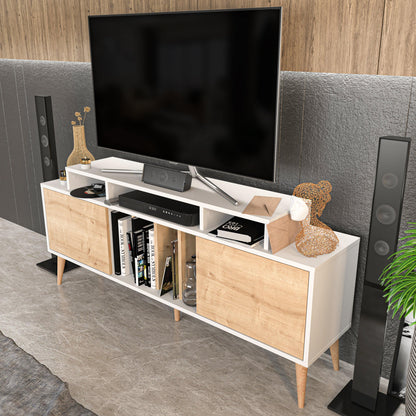 Char 63" TV Stand and Media Console with Cabinets and Shelves for TVs up to 72"
