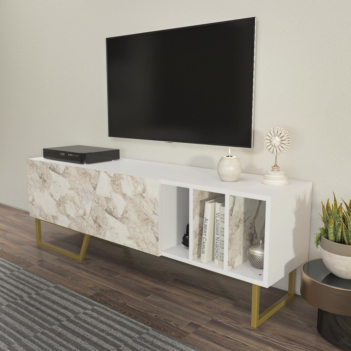 Linossa 59" Modern TV Stand Media Console fits TVs up to 65"