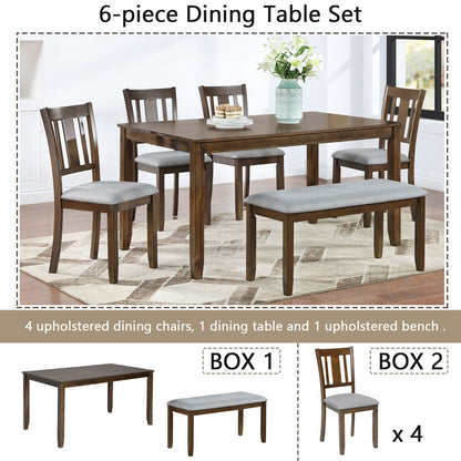 Kitchen Dining Set, Rectangular Dining Table With Upholstered Chairs