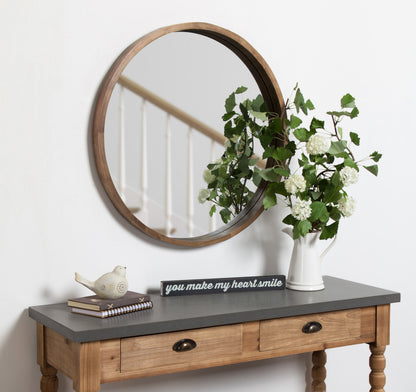 Hutton Round Wood Wall Mirror
