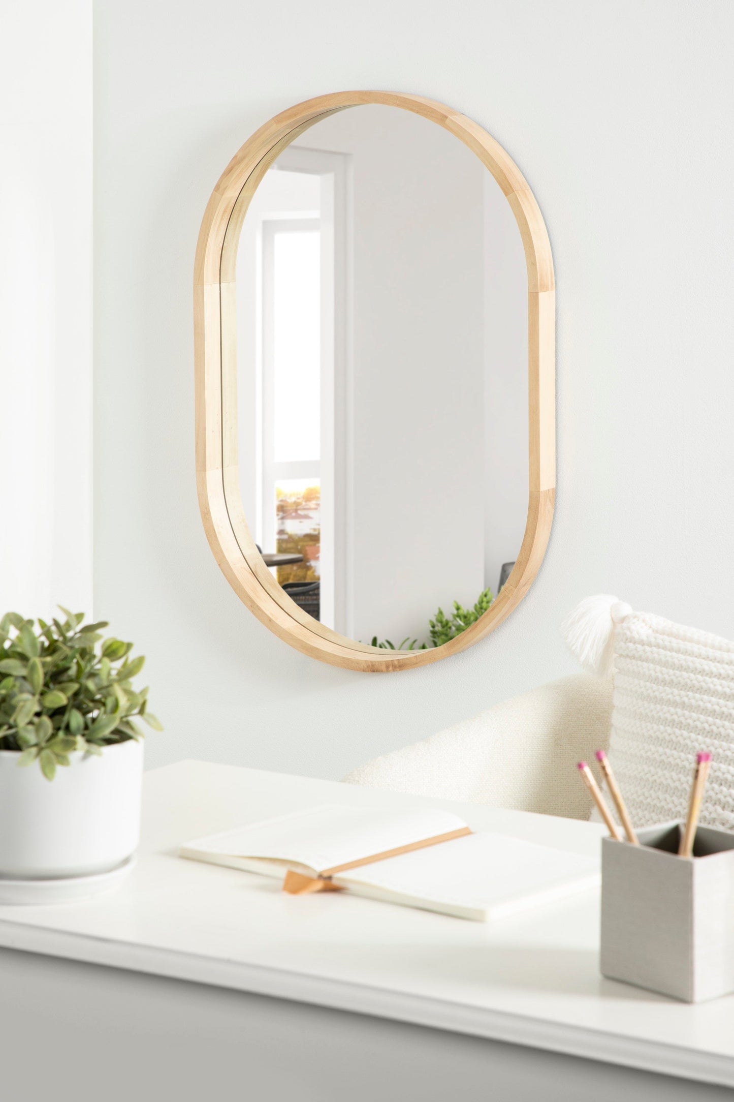 Hutton Wood Framed Capsule Mirror