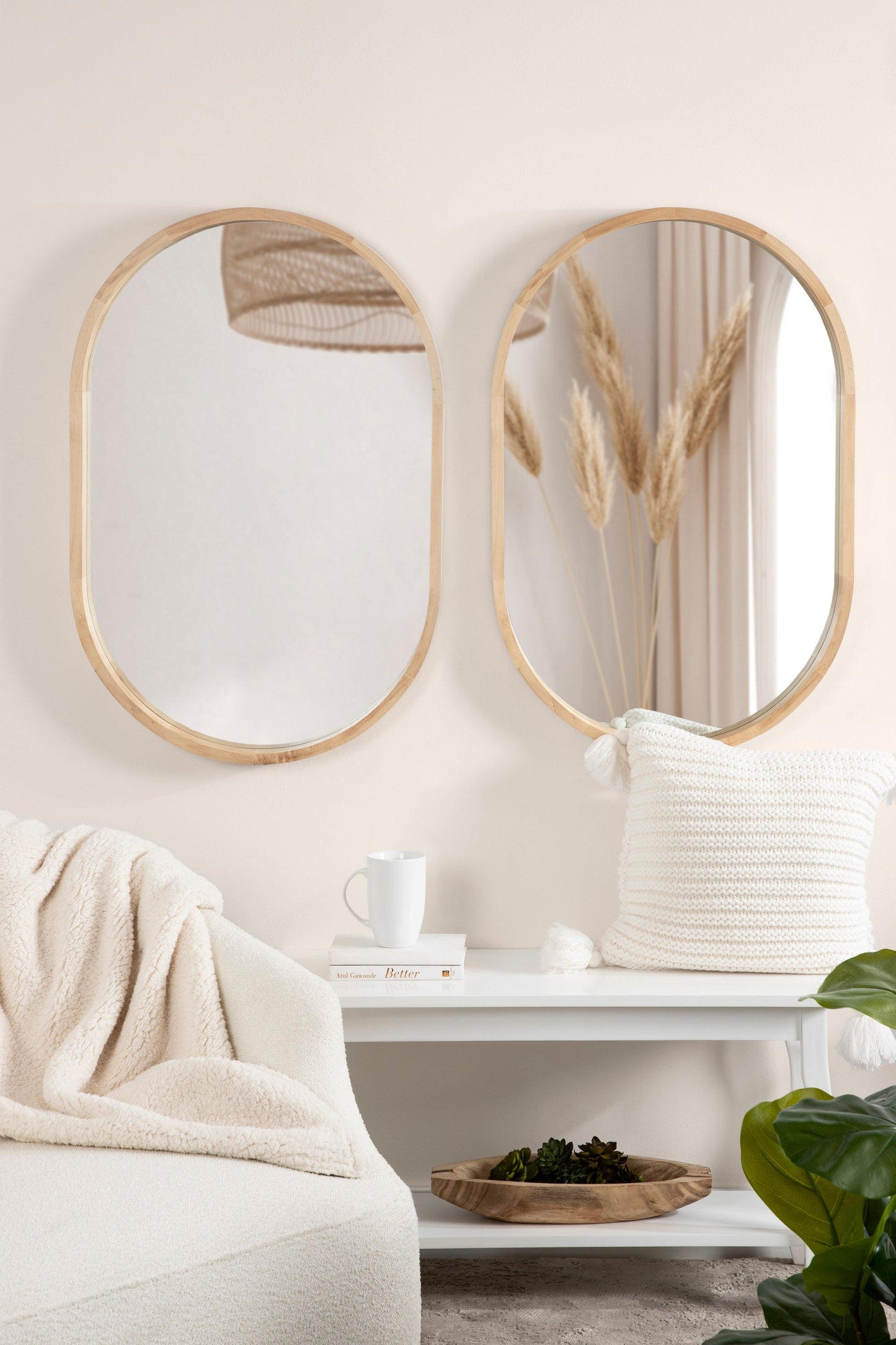 Hutton Wood Framed Capsule Mirror
