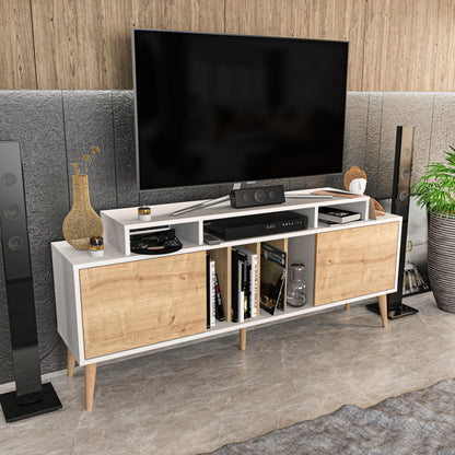 Char 63" TV Stand and Media Console with Cabinets and Shelves for TVs up to 72"