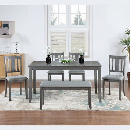 Kitchen Dining Set, Rectangular Dining Table With Upholstered Chairs
