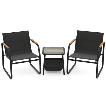 3 Pieces Patio Furniture Set Outdoor Bistro Conversation Set-Brown