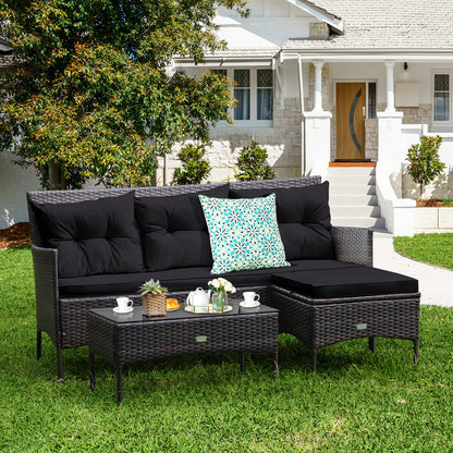 3 Pieces Patio Furniture Sectional Set with 5 Cozy
