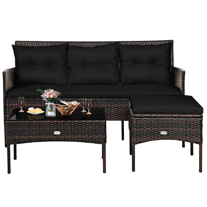 3 Pieces Patio Furniture Sectional Set with 5 Cozy