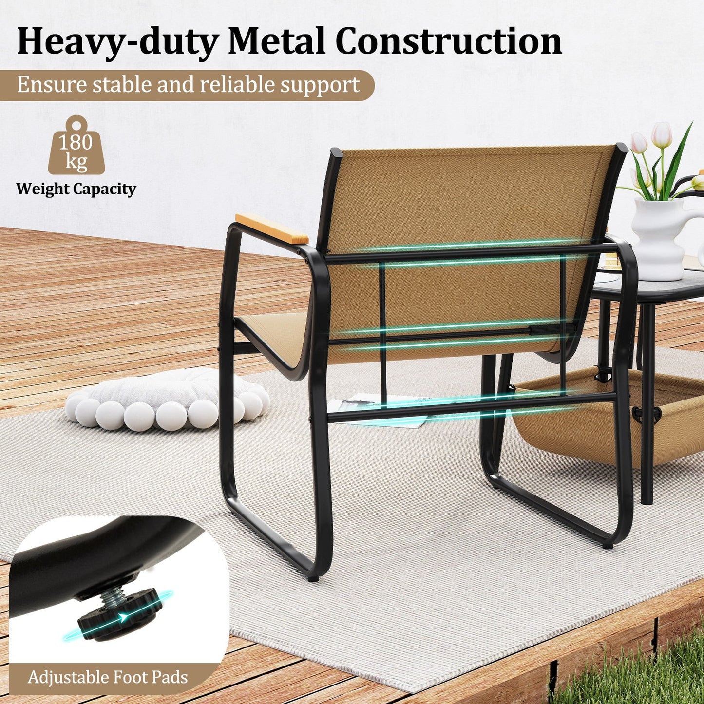3 Pieces Patio Furniture Set Outdoor Bistro Conversation Set-Brown