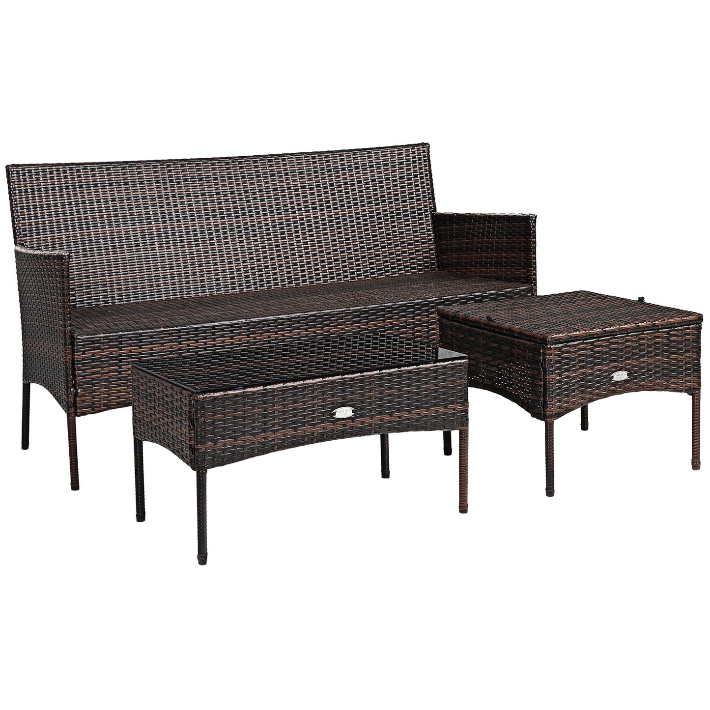 3 Pieces Patio Furniture Sectional Set with 5 Cozy