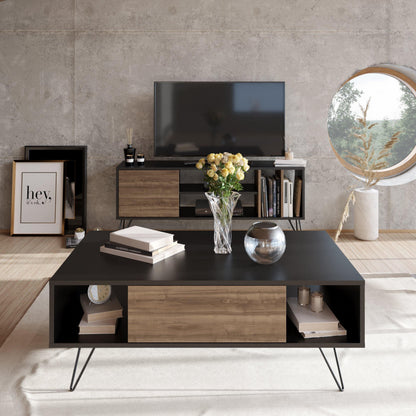 Mistico 47" Wide Coffee Table with A Cabinet and Shelves