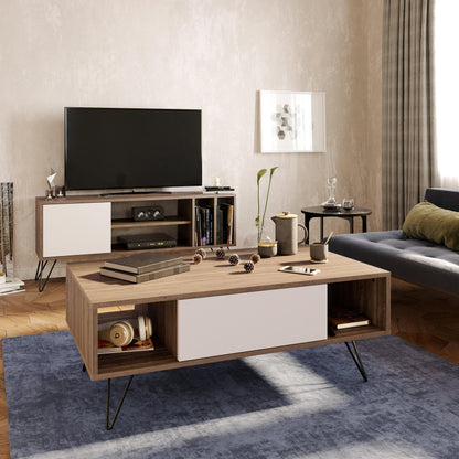 Mistico 47" Wide Coffee Table with A Cabinet and Shelves