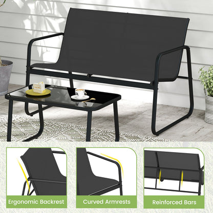 4 PCS Patio Furniture Set Outdoor Rocker Chair Conversation Set-Black