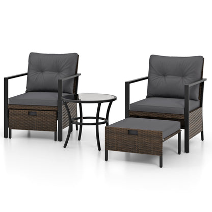 4 Piece Outdoor Furniture Set with Glass Topped Coffee Table