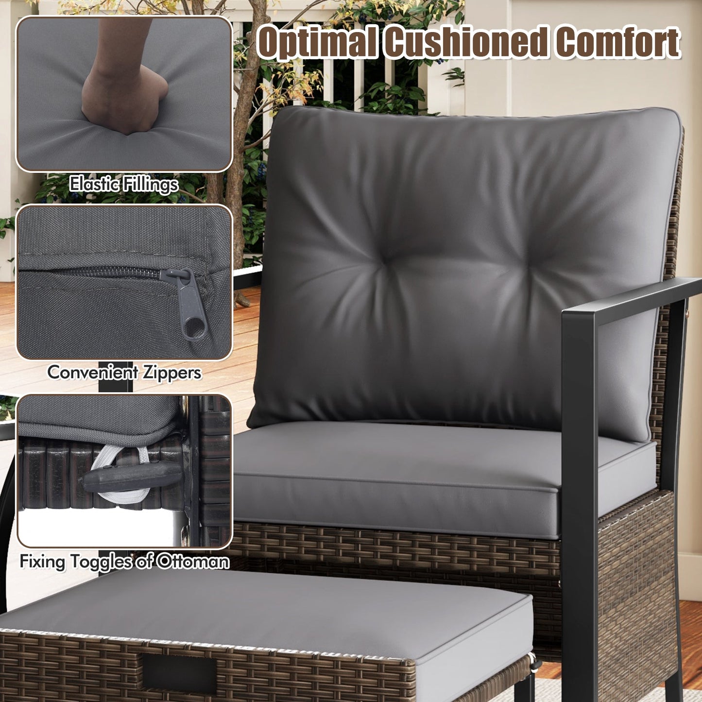 4 Piece Outdoor Furniture Set with Glass Topped Coffee Table