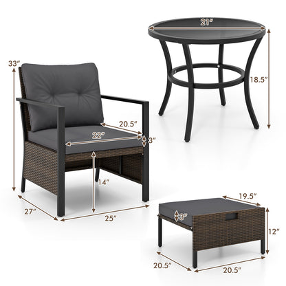 4 Piece Outdoor Furniture Set with Glass Topped Coffee Table