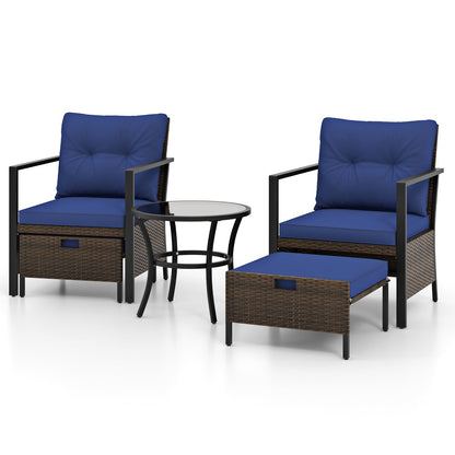 4 Piece Outdoor Furniture Set with Glass Topped Coffee Table