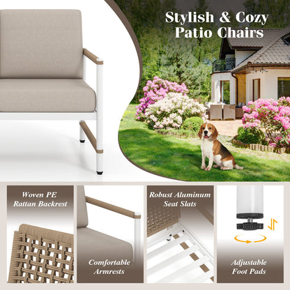 4 Pieces Patio Furniture Set with Thick Cushions and a Coffee Table-Gray