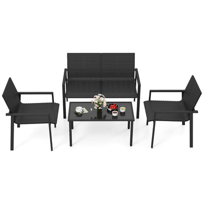 4 Pieces Patio Furniture Set with Heavy Duty Galvanized Metal Frame