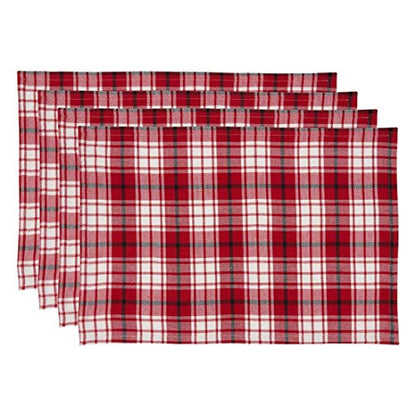 Fennco Style Holiday Plaid Cotton Table Runner 16" W x 72" L - Red Festive Table Cover for Christmas Décor, Everyday Use, Banquet, Family Gathering and Special Occasion