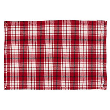 Fennco Style Holiday Plaid Cotton Table Runner 16" W x 72" L - Red Festive Table Cover for Christmas Décor, Everyday Use, Banquet, Family Gathering and Special Occasion