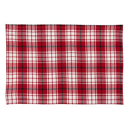 Fennco Style Holiday Plaid Cotton Table Runner 16" W x 72" L - Red Festive Table Cover for Christmas Décor, Everyday Use, Banquet, Family Gathering and Special Occasion
