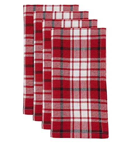 Fennco Style Holiday Plaid Cotton Table Runner 16" W x 72" L - Red Festive Table Cover for Christmas Décor, Everyday Use, Banquet, Family Gathering and Special Occasion