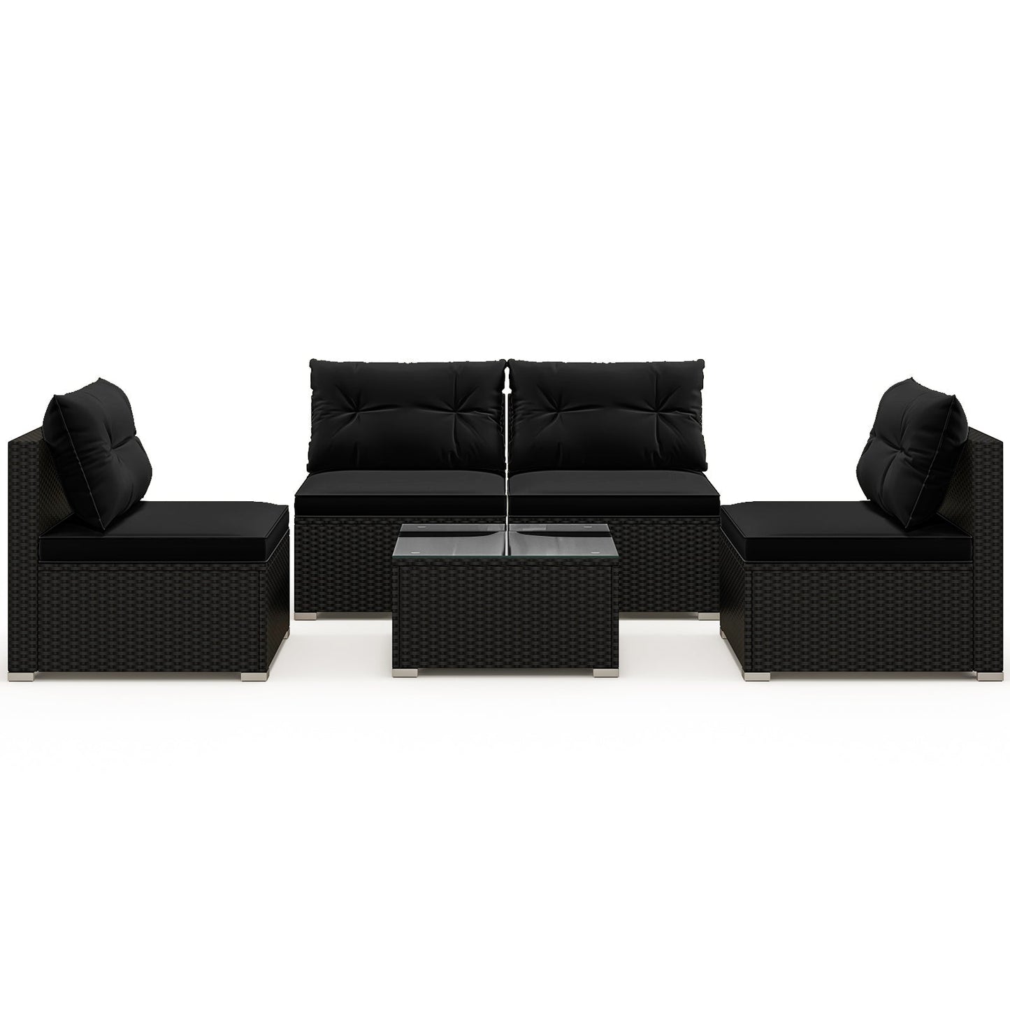 5-Piece Outdoor Patio Furniture Set with Cushions and Coffee Table