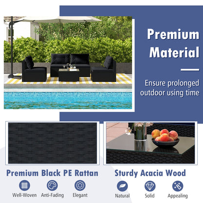 5-Piece Outdoor Patio Furniture Set with Cushions and Coffee Table