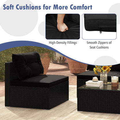 5-Piece Outdoor Patio Furniture Set with Cushions and Coffee Table