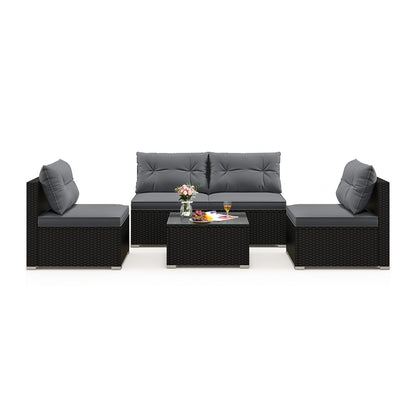 5-Piece Outdoor Patio Furniture Set with Cushions and Coffee Table