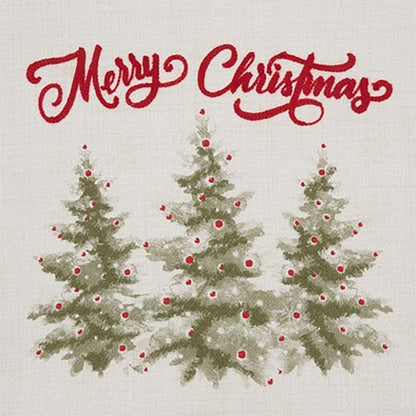 Fennco Styles Merry Christmas Holiday Trees Decorative Table Runner 13" W x 72" L - Natural Festive Table Cover for Banquets, Christmas, Special Events and Home Décor