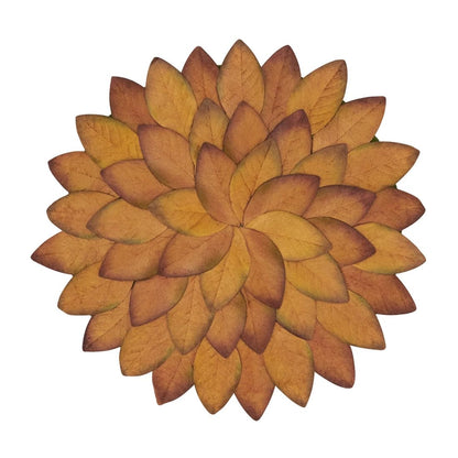 Fennco Styles Harvest Fall Leave Holiday Placemats 15" Round, Set of 4 - Copper Leaf Pattern Design Table Mat for Home Décor, Autumn Festivals, Family Gathering, Thanksgiving and Special Events