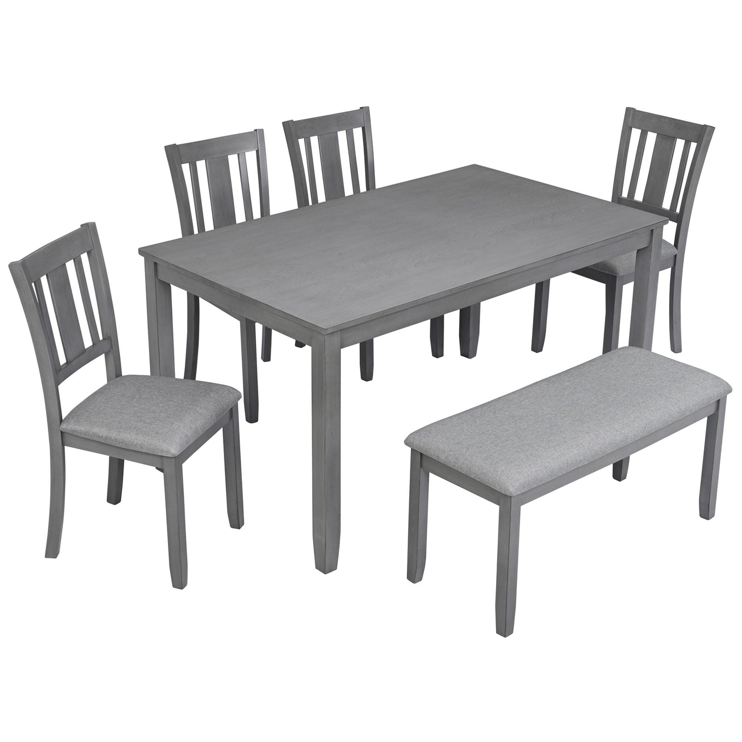 Kitchen Dining Set, Rectangular Dining Table With Upholstered Chairs