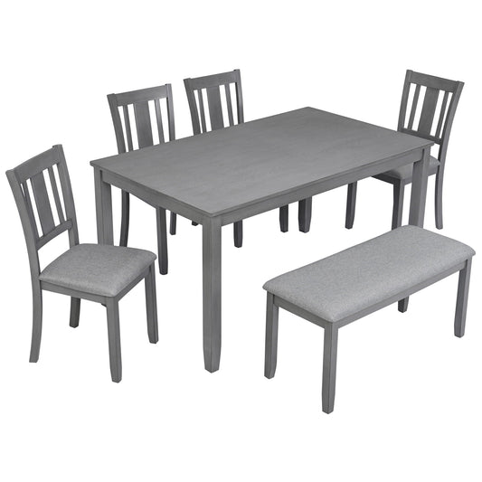 Kitchen Dining Set, Rectangular Dining Table With Upholstered Chairs