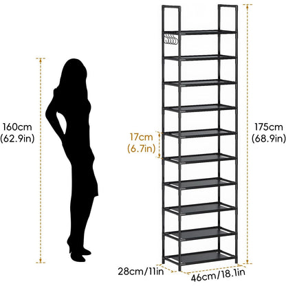 Simple Storage Cabinet Single Row Shoe Rack Black Entrance With Hook